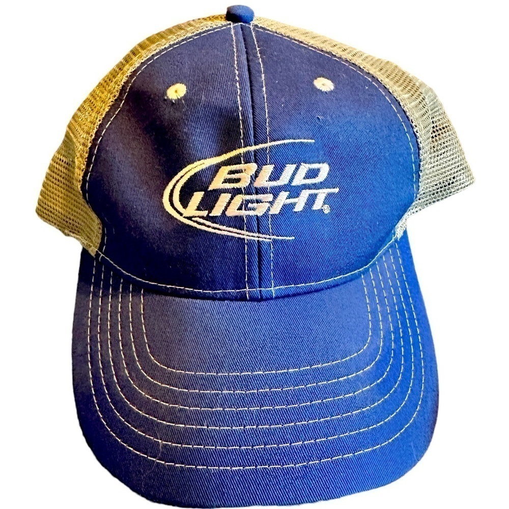 Bud Light Blue Gray Mesh Snap Back Trucker Cap